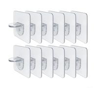 Bulevisiter Confezione da 6 o 12 staffe trasparenti per montaggio a parete, per cucina, libreria, armadio e frigorifero, forte tenuta, 15-20 kg per gancio (12 pezzi)