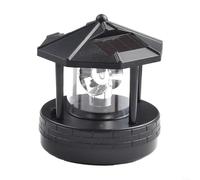 Bulevisiter Faro ad energia solare, luce solare a LED rotante a 360 gradi, torri di fumo decorativa per giardino, prato, patio, cortile (nero)