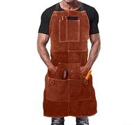Bulevisiter Grembiule da lavoro in pelle con tasche multiple di stoccaggio resistente al calore con attrezzatura protettiva per saldatura da officina