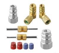 Bulevisiter Kit di conversione da R12 a R134A compatibile con sistemi CA automobilistici, adattatore valvola accoppiatore rapido ad alta e bassa pressione con struttura in ottone e lega di alluminio