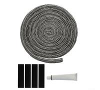 Bulevisiter Kit di guarnizioni per sportello della stufa a legna, 6-25 mm, in fibra di vetro, resistente alle alte temperature fino a 550 °C, per camini e forni con colla adesiva (6 mm)