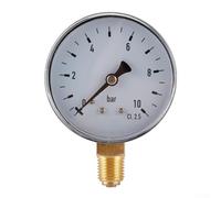 Bulevisiter Manometro a bassa pressione per carburante, aria, olio o acqua, 0-10 bar, quadrante da 6 cm, montaggio inferiore, 1/4" per filettatura NPT, struttura in acciaio inossidabile