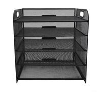 Bulevisiter Organizer da scrivania in rete con maniglia, separatore di carta in metallo a 5 ripiani per ufficio, porta documenti ventilato per lettere e libri, robusto telaio in acciaio, per un facile