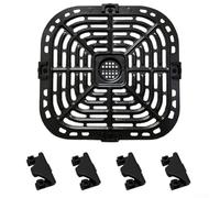 Bulevisiter Padella per friggitrice ad aria con 4 gommini in gomma, accessorio di ricambio per friggitrice ad aria da 6 qt, in acciaio inox, lavabile in lavastoviglie, non 25,4 x 24,1 cm (B)