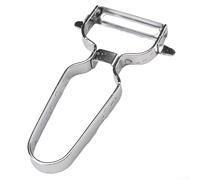 Bulevisiter Pelaverdure e frutta in acciaio inox per patate, cavoli, cetrioli, opzioni lama seghettata e piatta, manico ergonomico antiscivolo (bocca piatta S)