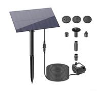 Bulevisiter Pompa dell'acqua a fontana solare, 5 W, 5 V, con pannello solare, 180 l/h, adatta per laghetto da giardino, vasca per uccelli, acquario, decorazione esterna, ugello galleggiante da 50 cm