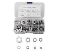 Bulevisiter Rondelle piatte in acciaio inox, kit assortito da 270 pezzi, con 8 misure tra cui 1/2, 3/8, 5/16, 1/4, 12#, 10#, 8#, 6# per auto, industriale e hardware domestico