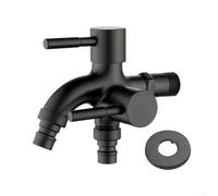 Bulevisiter Rubinetto multifunzionale per lavatrice con 1 ingresso e 2 uscite, doppio rubinetto dell'acqua per lavanderia o mocio, struttura in lega di lunga durata, design moderno, (nero)