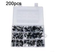 Bulevisiter Set di 200 rivetti neri assortiti, rivetti ciechi con flangia standard e grande, in lega di alluminio, per applicazioni industriali, automobilistiche, mobili (8-18 mm)