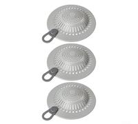 Bulevisiter Set di 3 filtri per scarico doccia in silicone con doppia colonna di filtrazione, base in gomma antiscivolo, copertura cattura capelli per vasca da bagno (grigio, 3 pezzi)