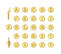 Bulevisiter Set di punte per bruciare il legno in rame, lettere e numeri, per progetti fai da te, compatibili con penne per saldatura, 28 o 56 pezzi, include punte a pois per legno e pelle (28 pezzi)