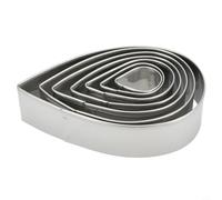Bulevisiter Set di rose a forma di goccia d'acqua per fondente e caramelle morbide, 7 misure, in acciaio inox per uso alimentare, strumenti decorativi per pasticceria