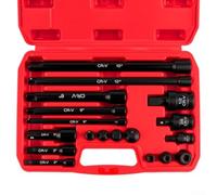 Bulevisiter Set professionale da 18 pezzi per bussole a percussione, kit adattatore per bussole in acciaio CR-V con giunti girevoli, per riparazioni automobilistiche utensili manuali
