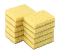 Bulevisiter Spugna da cucina con panno per la pulizia - Confezione da 10 spugne compostabili per piatti in fibra di sisal e pasta di legno, plastica, pulizia per