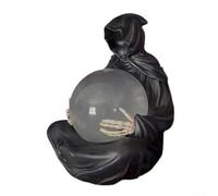Bulevisiter Statua misteriosa triste, con sfera di cristalli galleggianti, decorazione gotica per la casa, per libreria, altare, statuetta da collezione di Halloween