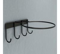 Bulevisiter Supporto da parete con 4 ganci per pallacanestro, calcio, pallavolo, in metallo resistente, per palestra, garage, scuola e sala giochi (nero)