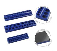 Bulevisiter Supporto per chiavi a bussola per chiavi a bussola da 1/4 3/8 1/2, vassoio magnetico organizer per set di bussole metriche e SAE, set da 3 pezzi in acciaio legato di plastica rosso e blu
