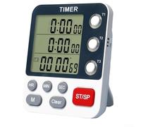 Bulevisiter Timer da cucina a 3 canali, strumento di gestione del tempo con ampio display magnetico per conto alla rovescia posteriore per cucinare esercizi di cottura, volume regolabile con luce