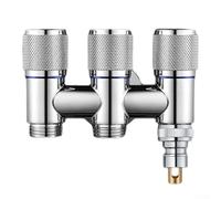 Bulevisiter - Valvola ad angolo a 3 uscite in acciaio inossidabile per sistema bidet WC, adatta per bagno e cucina, con funzione di distribuzione dell'acqua a 3 vie (argento)