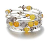 Bulinlin Bracciale avvolgente in argento con perle naturali boho multistrato da donna, idea regalo di compleanno per donne