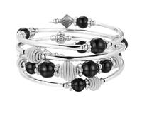 Bulinlin Bracciale avvolgente in argento con perle naturali boho multistrato da donna, idea regalo di compleanno per donne