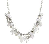 Bulinlin Collana di perle in argento da donna, collana girocollo con perle di cristallo, grande bigiotteria boho regalo per la mamma, Cristallo Perla Resina, Non pietra preziosa