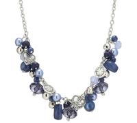 Bulinlin Collana di perle in argento da donna, collana girocollo con perle di cristallo, grande bigiotteria boho regalo per la mamma, Cristallo Perla Resina, Non pietra preziosa