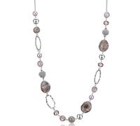 BULINLIN Collana lunga in argento con perline per le donne, collana a catena fatta a mano con perline di cristallo per gioielli di moda regali, Resina Perla Cristallo