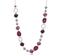 BULINLIN Collana lunga in argento con perline per le donne, collana a catena fatta a mano con perline di cristallo per gioielli di moda regali, Resina Perla Cristallo