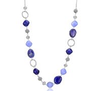 BULINLIN Collana lunga in argento con perline per le donne, collana a catena fatta a mano con perline di cristallo per gioielli di moda regali, Resina Perla Cristallo