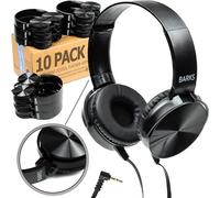 Bulk Classroom Cuffie - Confezione da 10 auricolari per studenti, perfette per bambini in classe, scuole, biblioteche, classi, set (durevoli, riducono il rumore, comode, facili da pulire)