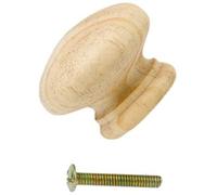 Bulk Hardware BH00420 Pomello per Porta di Pino Non Verniciato, 35 mm, Set di 4 Pezzi