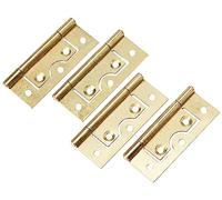 Bulk Hardware BH01124 Cerniere con Apertura a Filo senza Mortasa, Finitura Anodizzata Ottone, 63 mm, Bianco, Set di 4