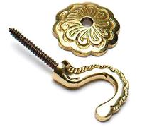 Bulk Hardware BH01609 Ganci Decorativi per Tendaggi con Elegante Rosetta Posteriore, Ottone Pieno, 35 mm, Bianco, Set di 2