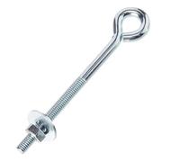 Bulk Hardware BH01768 Bullone a Occhiello in Acciaio Zincato con Dadi e Rondelle, 150 x 6 mm, Bianco