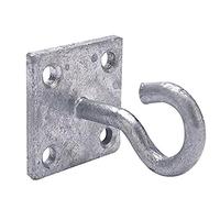 Bulk Hardware BH01877 Gancio in Acciaio Spessore, con Piastra Quadrata da 50 Mm, Acciaio Zincato, 8 mm, Bianco