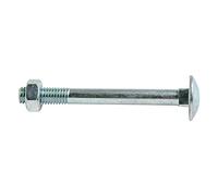 Bulk Hardware BH02145 Bullone a Testa Tonda e Quadro Sottotesta con Dado, 150 x 8 mm, Bianco, Set di 2