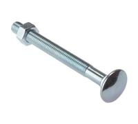 Bulk Hardware BH02154 Bullone a Testa Tonda e Quadro Sottotesta con Dado, M8, Zincato, 100 mm, Bianco, Set di 2