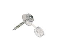 Bulk Hardware BH02183 Vite da Tetto con Coprivite Impermeabile in Plastica Trasparente e Rondella, Bianco, Set di 10