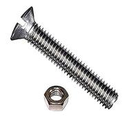 Merriway BH02525 Bullone con Testa a Taglio Svasata e Dado, Bianco, M5 x 50 mm, Set di 25 Pezzi