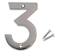 Bulk Hardware BH03002 Carattere Numerico 3, Finitura Cromata Lucida, 50 mm, Bianco