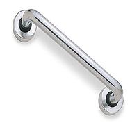 Bulk Hardware BH03939 Maniglia a Sezione Rotonda con Bulloni di Fissaggio Coperti da Rosette, Alluminio Lucido, 300 mm, Bianco