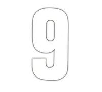Bulk Hardware BH04104 Cifre Autoadesive su Pellicola Vinilica, Numero 9, 75 mm, Bianco, Set di 4