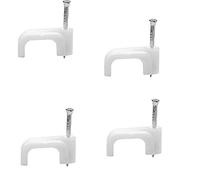 Bulk Hardware BH04441 Cavallotti Serracavo a Doppio Cavo, per Cavo Coassiale TV e Satellite WF65/CT63, 10 mm, Bianco, Set di 100