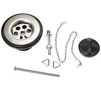 Bulk Hardware BH04442 Piletta di Scarico Lavello in Plastica, senza Feritoie, con Tappo e Catena, 32 mm, Bianco