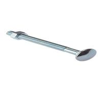 Bulk Hardware BH04832 Bullone a Testa Tonda e Quadro Sottotesta con Dado, Finitura Zincata, M8, 100 mm, Bianco, Set di 10