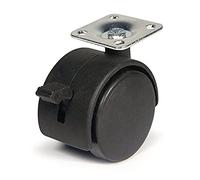 Bulk Hardware BH06026 ricino ruota doppia piastra Fix 50 mm con freno, set da 4 pezzi
