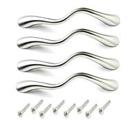 Bulk Hardware BH06146 credenza armadietto maniglia Wave Style opaco cromato 96 mm, set da 4 pezzi