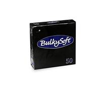 Bulky Soft BS-32770 - Tovaglioli piegati a 1/4, 2 veli, 33 x 33 cm, confezione da 50, colore: Nero