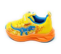 Bull Boys DNAL5155 Explorator Rex Scarpe per Bambino con Luci,Giallo Arancione Blu,Chiusura a Strappo,Dinosauro (Giallo, Sistema Taglie Calzature EU, Bambino Piccolo (2-5 Anni), Numero, Media, 28)